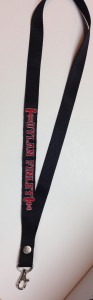 black lanyard with embroidered Texas Tech Logo and Dylan Finley