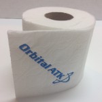 embroidered toilet paper with Orbital ATK logo