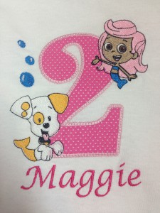 2 year old bubble guppy show applique personalized for Maggie