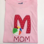 poka dot M applique with with primary color beach ball applique for Mom