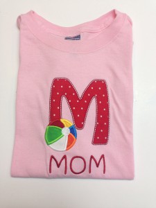 poka dot M applique with with primary color beach ball applique for Mom