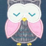 cute grey owl with pink wings applique