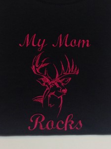 deer head with my mom rocks in hot pink