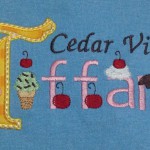 Ice cream cone applique with applique first letter of Tiffany