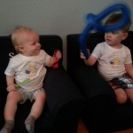 two brothers wearing matching shirts for pilot and copilot appliques