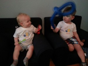 two brothers wearing matching shirts for pilot and copilot appliques