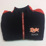 track jacket with Springtown pojo track square applique