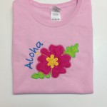 bright pink hibiscus flower applique