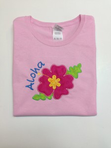 bright pink hibiscus flower applique
