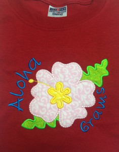 Applique Hibiscus flower personalized with Ahoha Grams