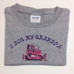 Pink and Purple Bulldozer for an I Dig My Grandpa shirt for a girl